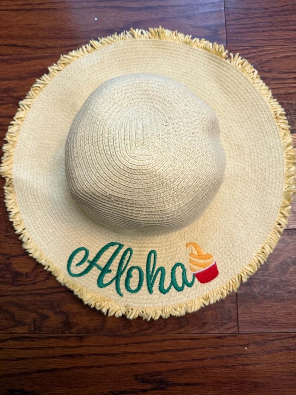 Aloha Dolewhip Embroidered Straw Sun Hat - Yellow